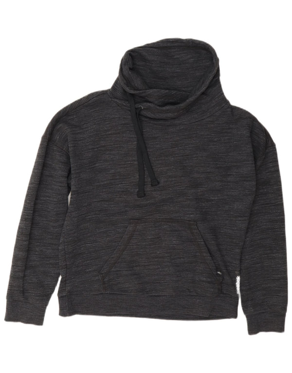 Reebok feminino oversized moletom jumper uk 4/6 xs cinza manchado algodão