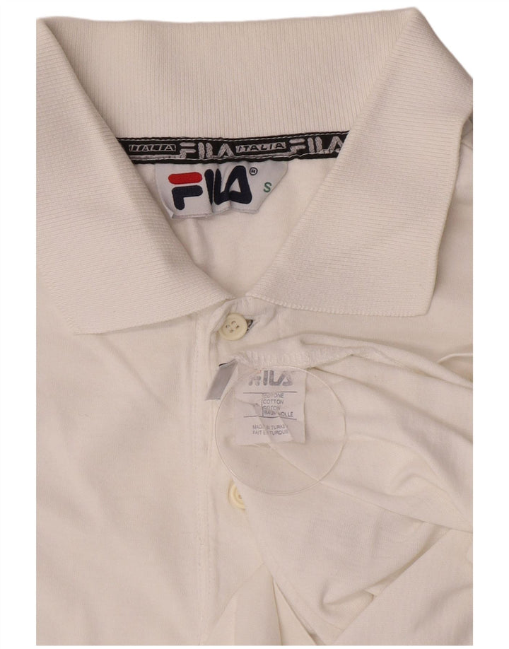 Camisa polo masculina Fila manga comprida pequena algodão branco