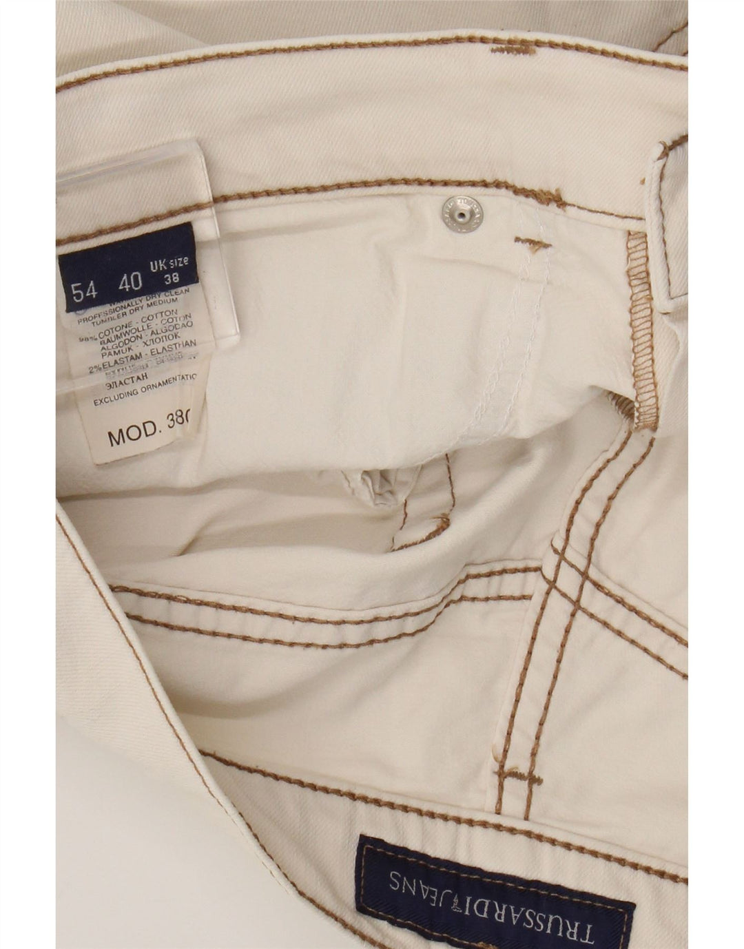 Shorts casuais masculinos TRUSSARDI W38 XL algodão branco
