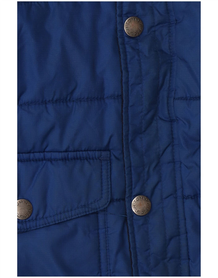 TOMMY HILFIGER Boys Graphic Padded Jacket 4-5 Years XS Blue Colourblock