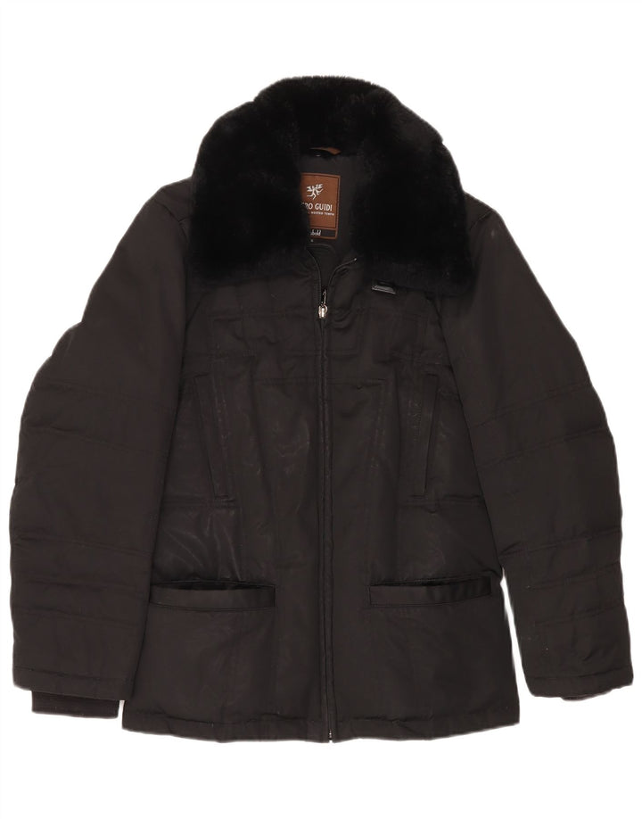 Jaqueta acolchoada feminina PIERO GUIDI UK 10 pequeno algodão preto