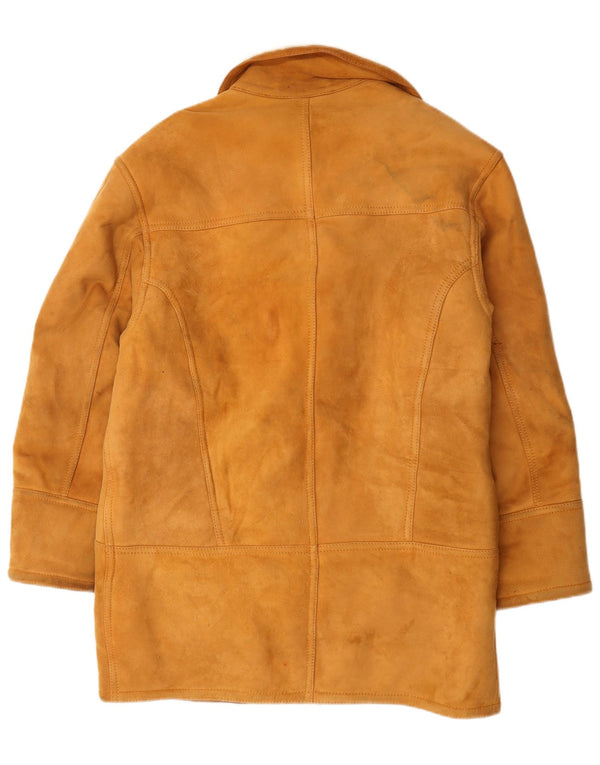 Vintage Mens Shearling Overcoat IT 48 Medium Beige Leather