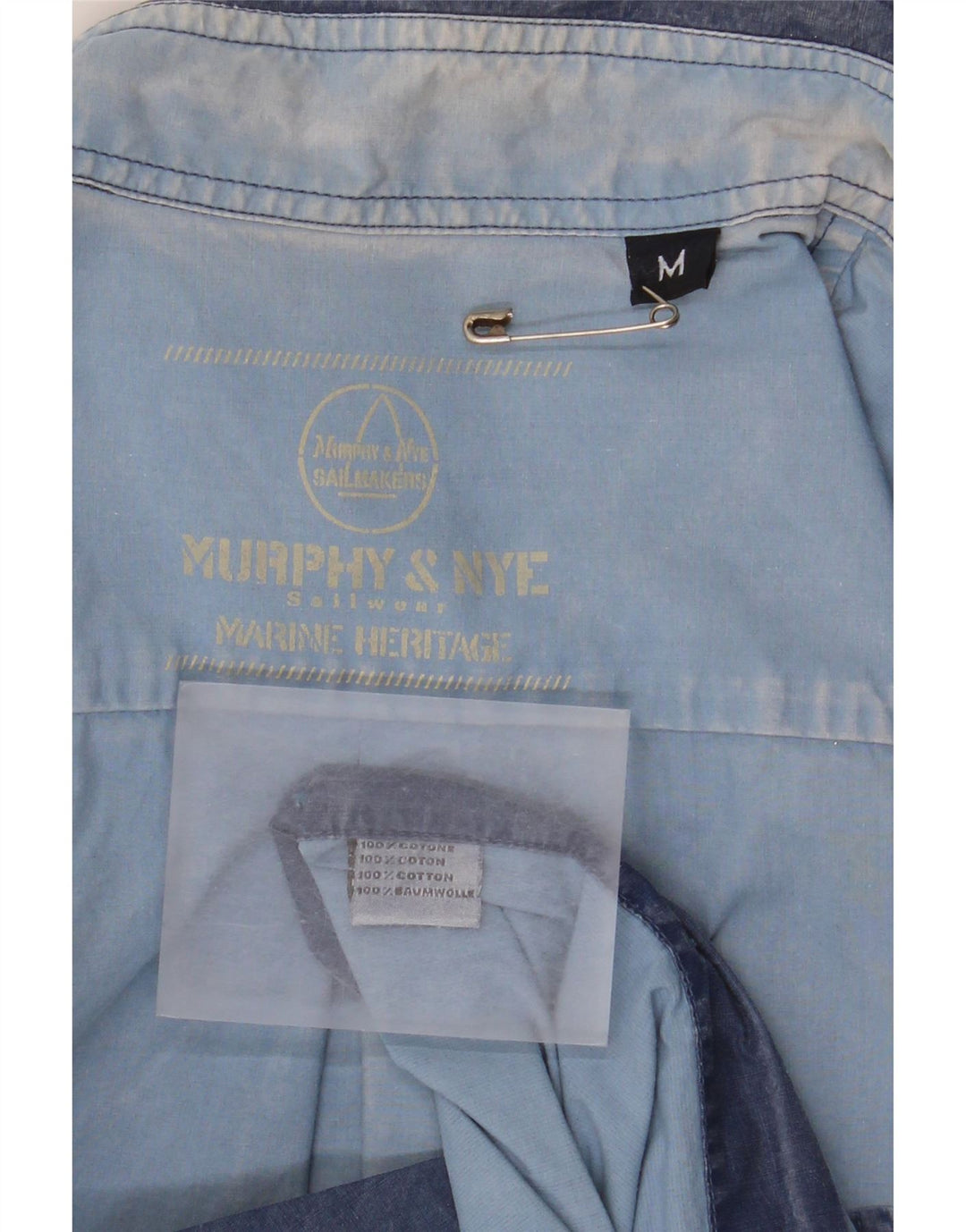 Camisa masculina Murphy & Nye de algodão azul médio