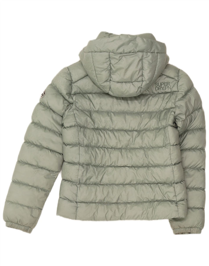 Jaqueta acolchoada com capuz feminina Superdry UK 12 poliéster verde médio