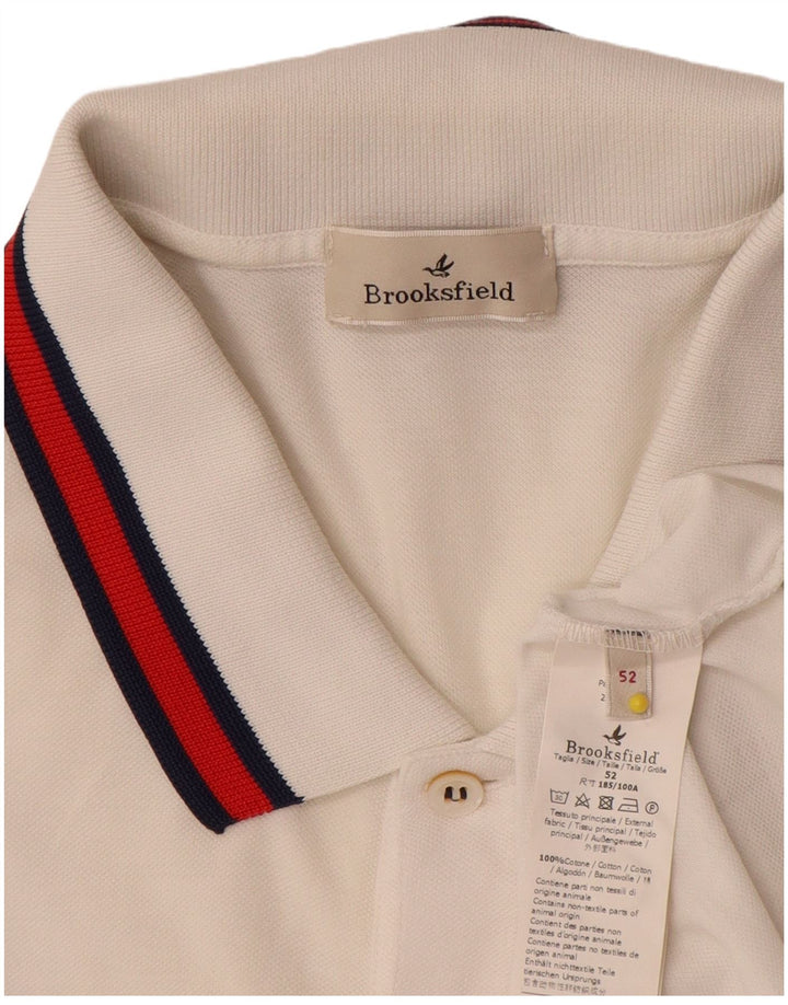 Camisa polo masculina Brooksfield IT 52 grande algodão branco