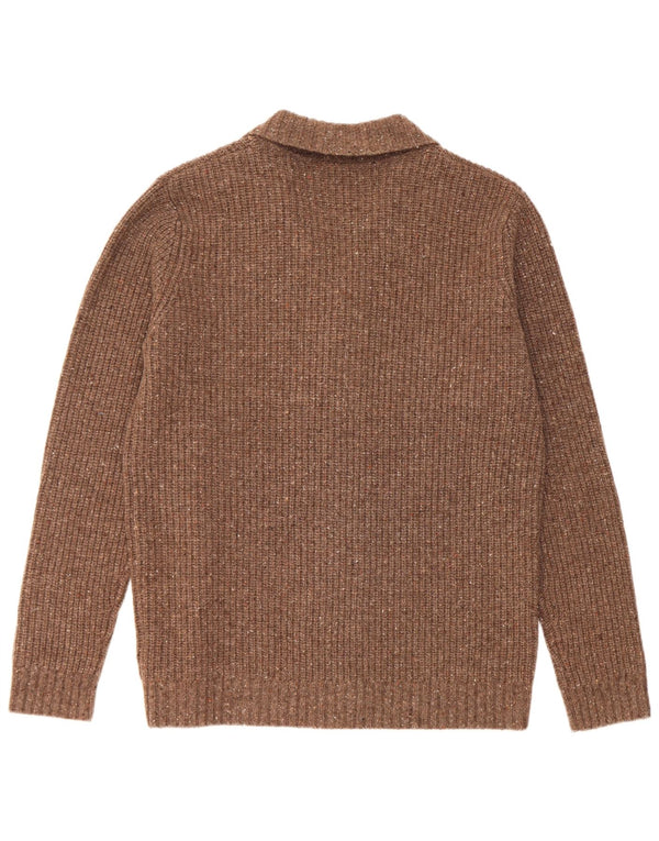 Suéter cardigã masculino A.W.Dunmore EU 54 XL lã manchada marrom
