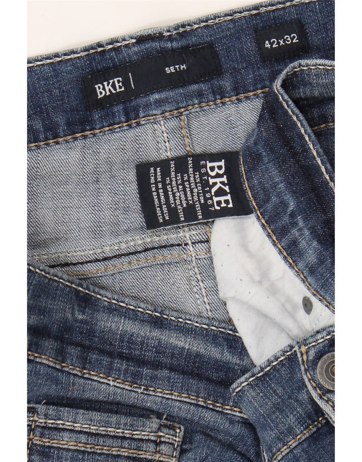 BKE Masculino Seth Straight Jeans W42 L32 Azul Algodão