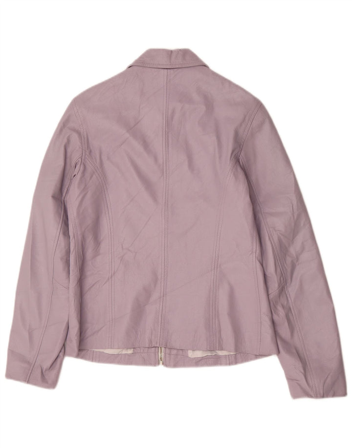 Jaqueta de couro feminina Segno UK 12 médio roxo