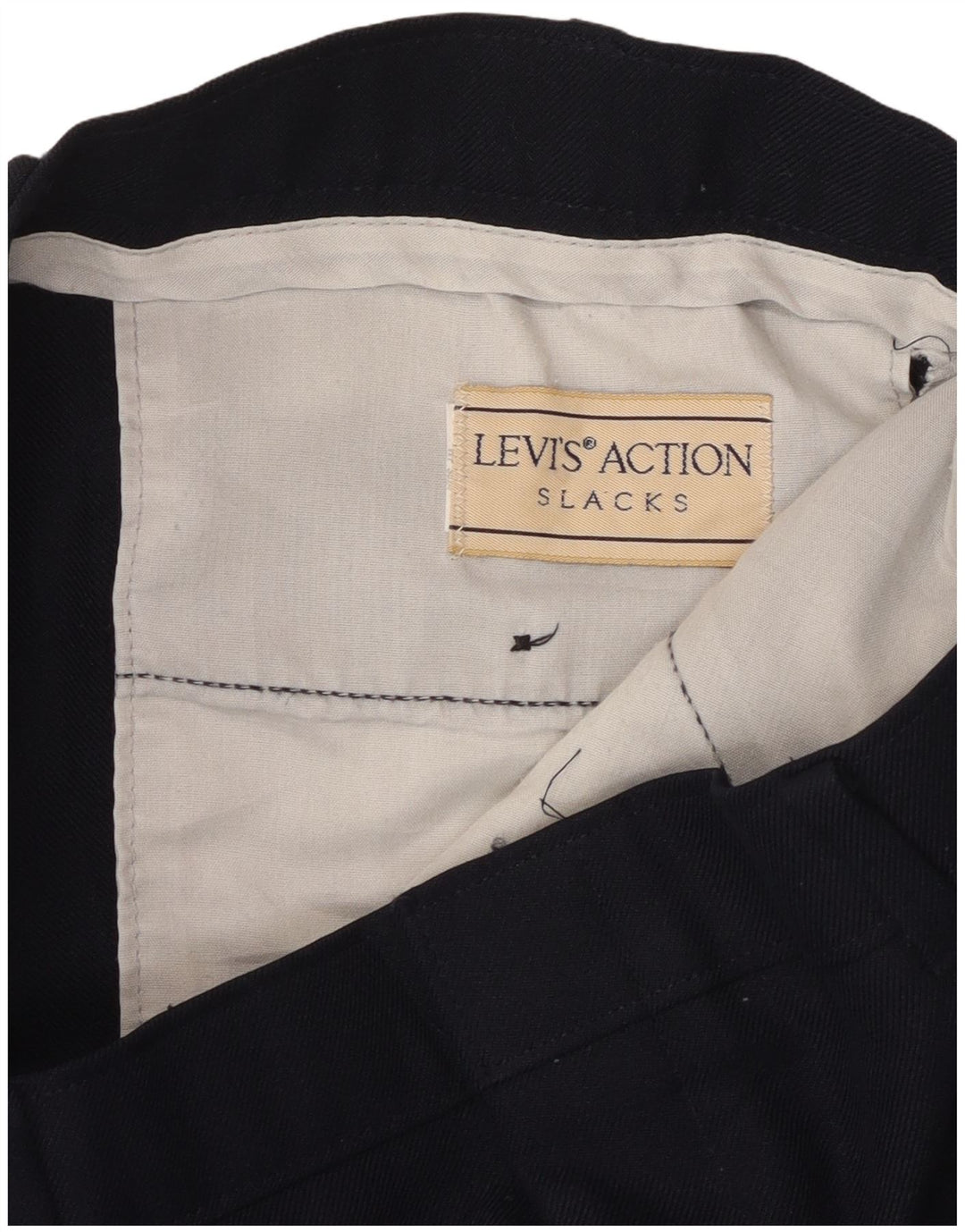 LEVI'S Mens Action Slacks Calças retas casuais W38 L30 Azul marinho