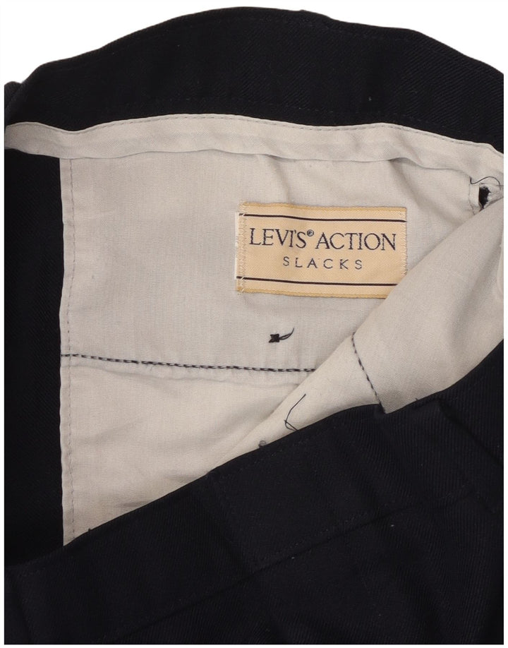 LEVI'S Mens Action Slacks Calças retas casuais W38 L30 Azul marinho