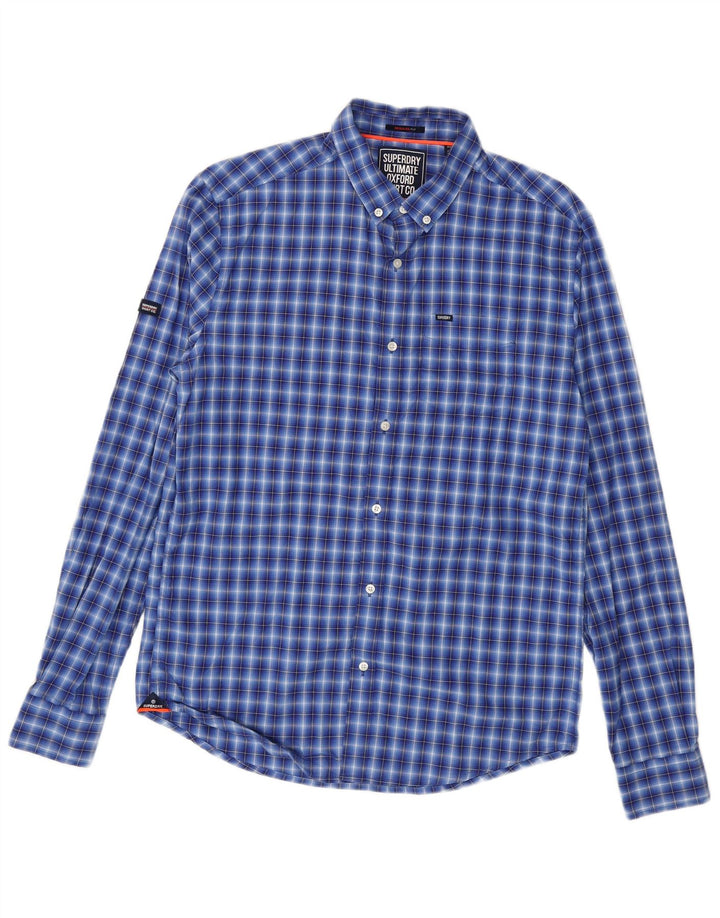 Camisa masculina Superdry Regular Fit média xadrez azul