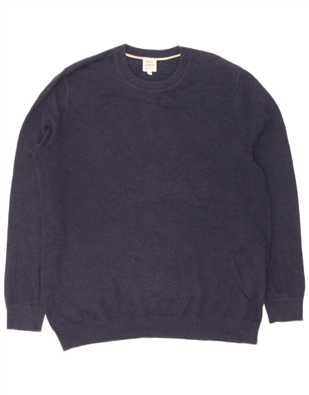 Suéter masculino John Lewis com gola redonda, algodão azul marinho médio