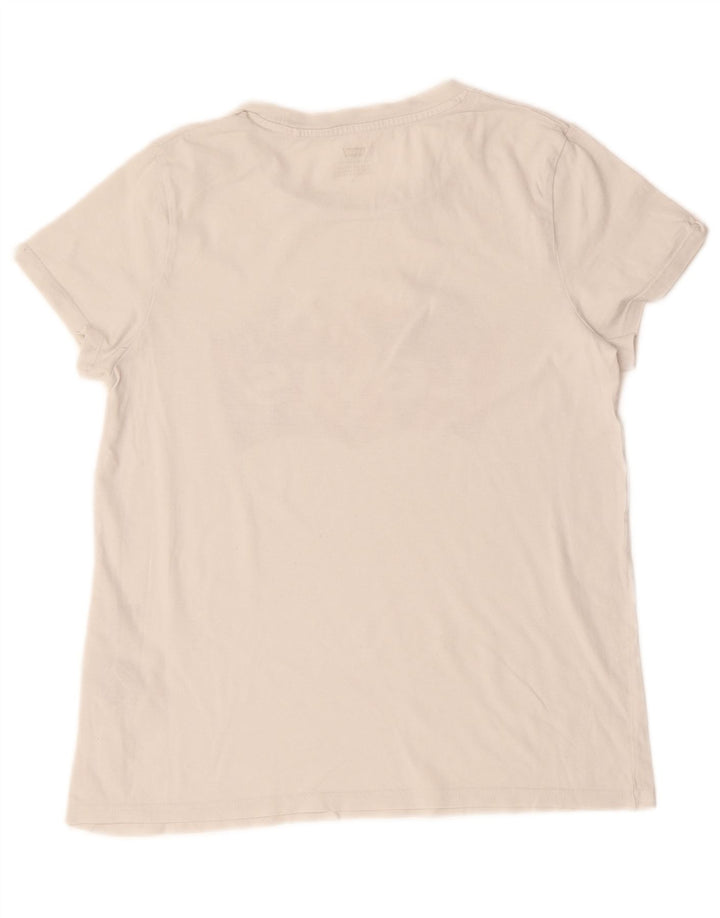 Camiseta feminina gráfica Levi's Top UK 12 algodão branco médio