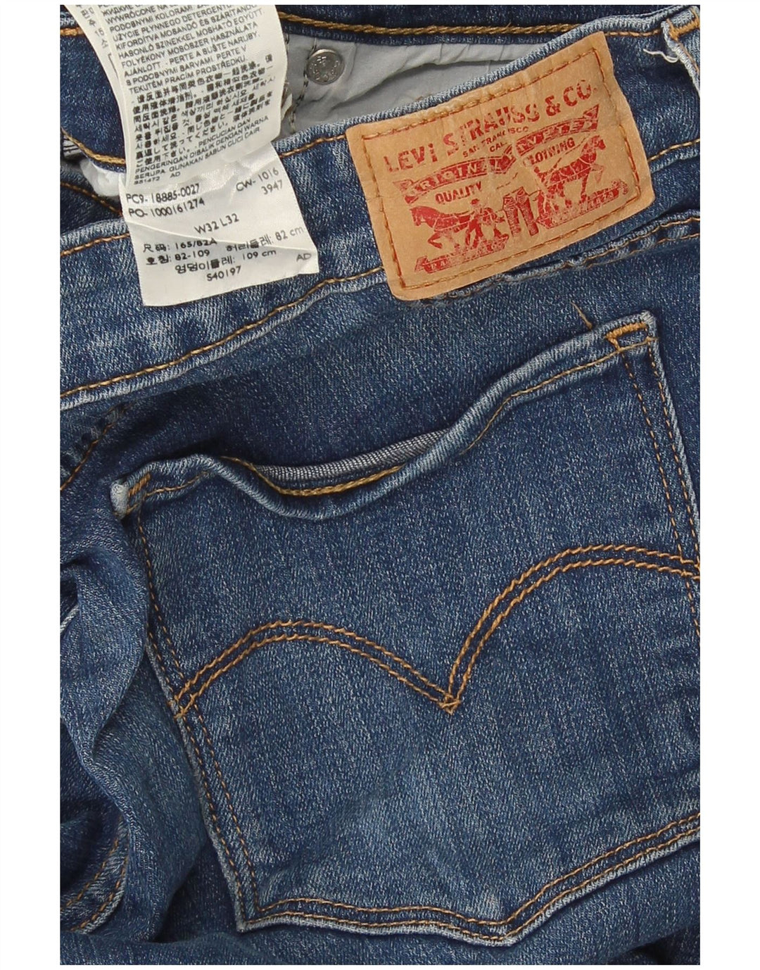 Calça jeans feminina Levi's 715 Bootcut W32 L32 azul algodão