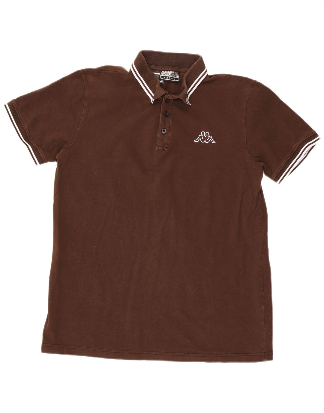 Camisa polo masculina Kappa grande algodão listrado marrom