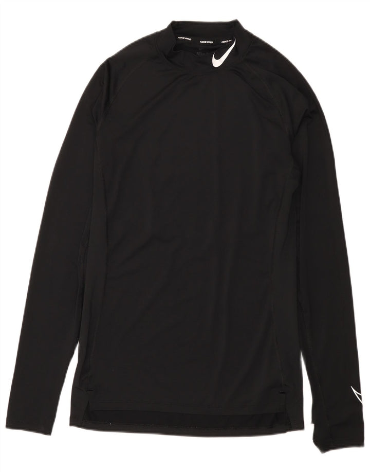 Top gráfico Nike masculino Dri Fit manga comprida poliéster preto médio