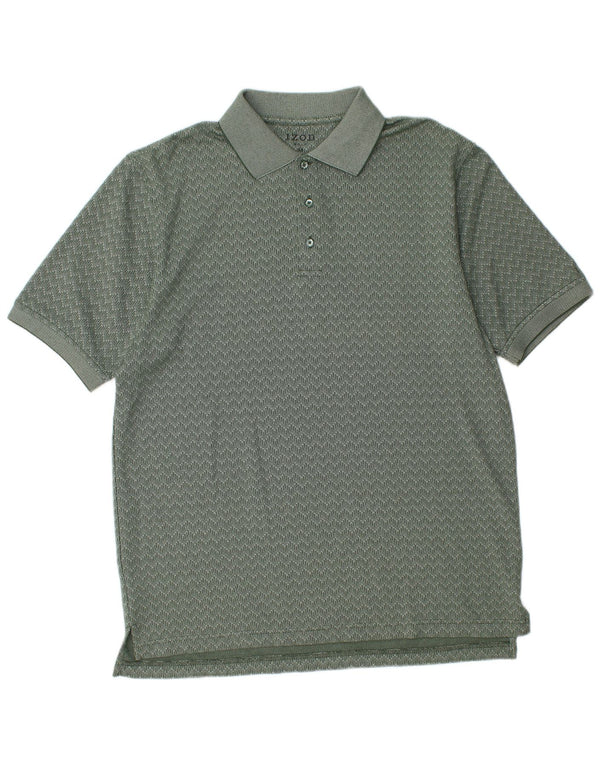Camisa polo masculina Izod algodão Chevron verde médio