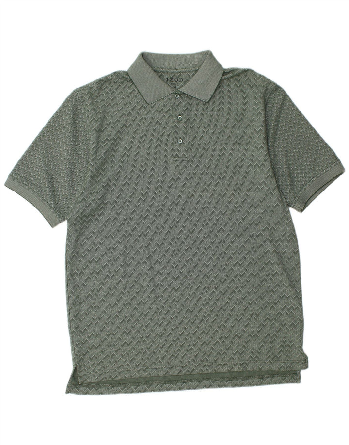 Camisa polo masculina Izod algodão Chevron verde médio