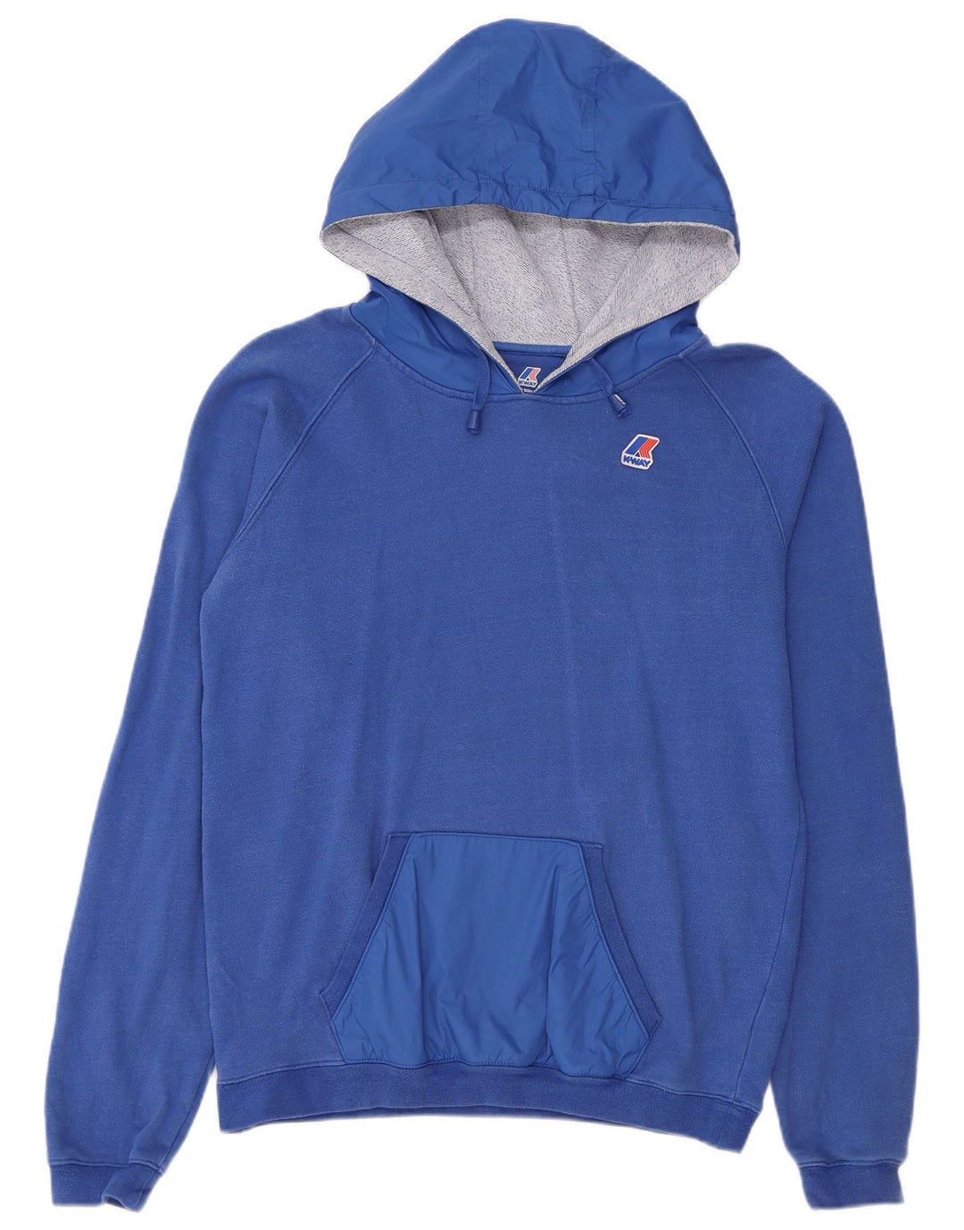 K-Way moletom com capuz feminino UK 14 algodão azul médio