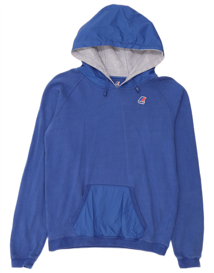 K-Way moletom com capuz feminino UK 14 algodão azul médio