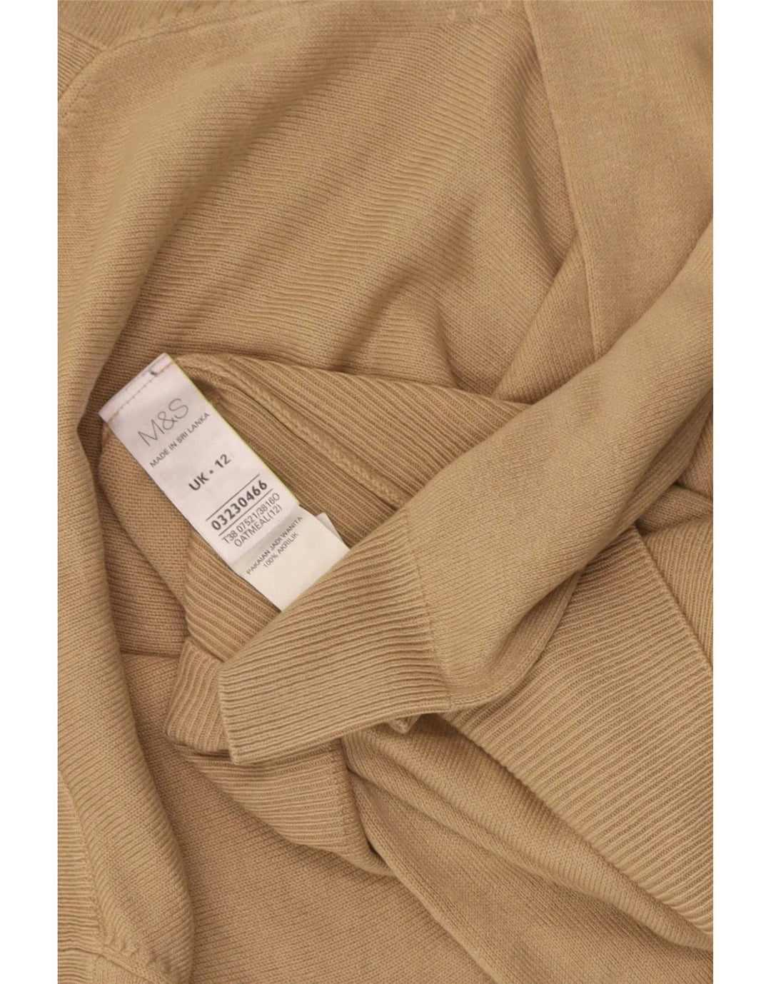 Suéter feminino Marks & Spencer com gola redonda Reino Unido 12 acrílico marrom médio