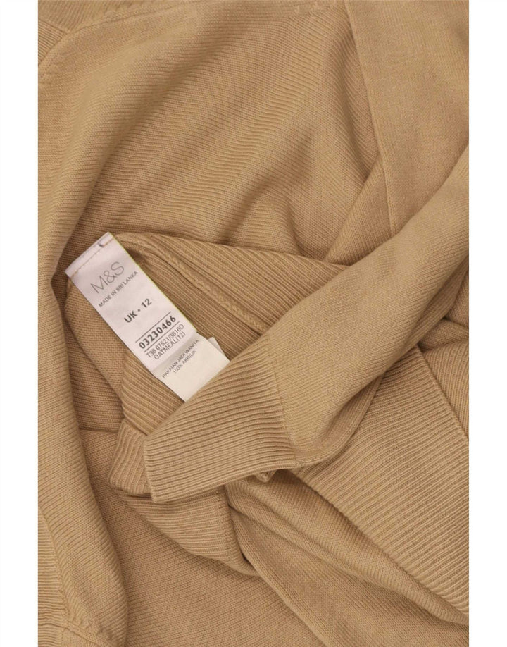 Suéter feminino Marks & Spencer com gola redonda Reino Unido 12 acrílico marrom médio