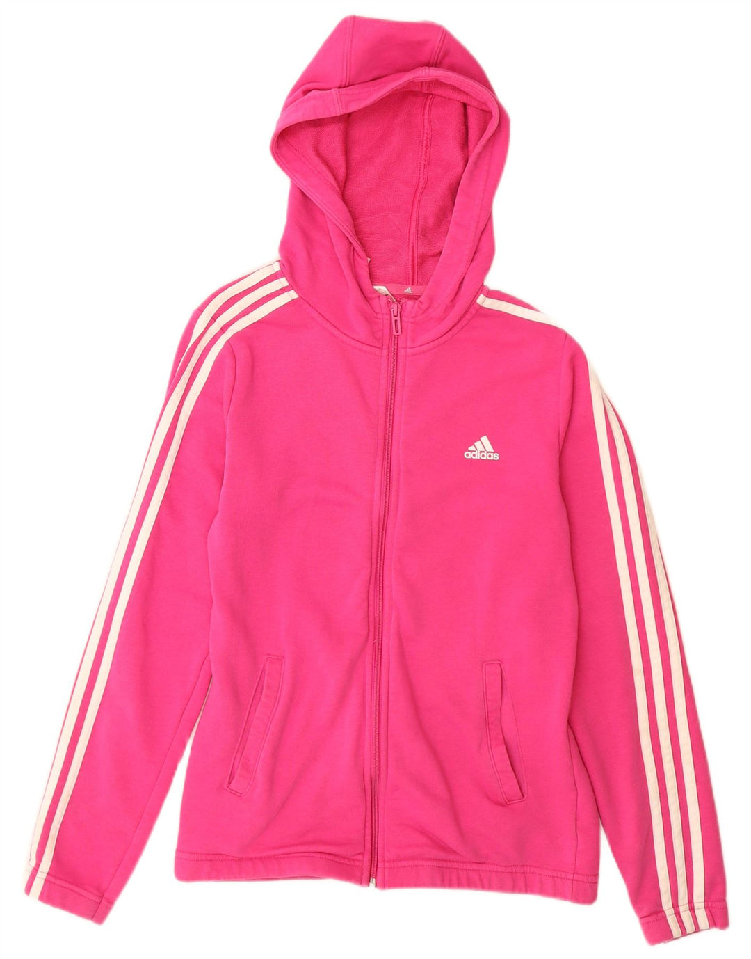 ADIDAS Suéter com capuz feminino com zíper 14-15 anos algodão rosa