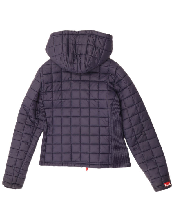 Jaqueta acolchoada com capuz feminina Superdry UK 12 médio azul marinho nylon