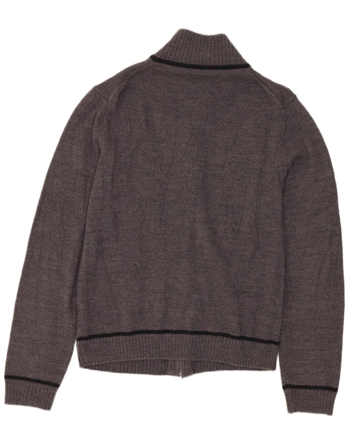 Suéter cardigã feminino CALVIN KLEIN JEANS Reino Unido 10 pequeno lã virgem cinza