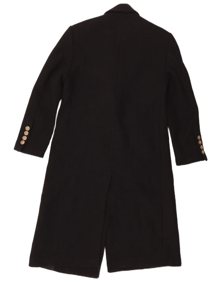 Casaco feminino ZARA Manteco com peito duplo Reino Unido 14 lã preta média