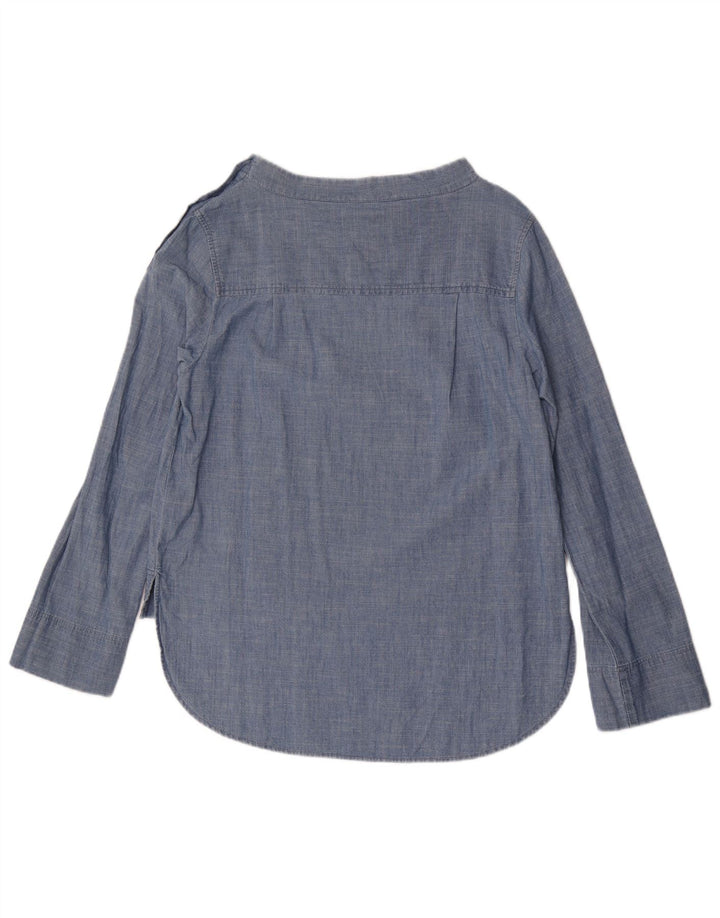 Blusa feminina J. Crew de manga comprida US 6 algodão azul médio