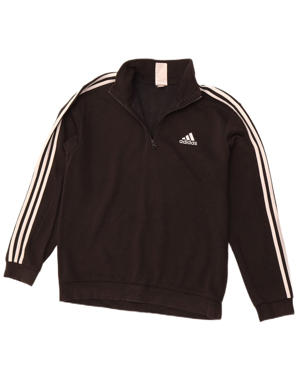ADIDAS Mens Zip Neck Sweatshirt Jumper Medium Black Cotton