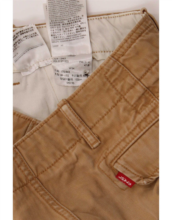 Shorts cargo masculino Levi's grande W34 algodão bege