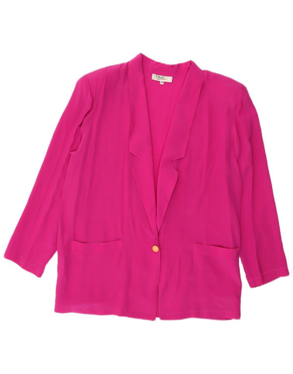 Jaqueta blazer feminina vintage com 1 botão IT 46 seda rosa grande