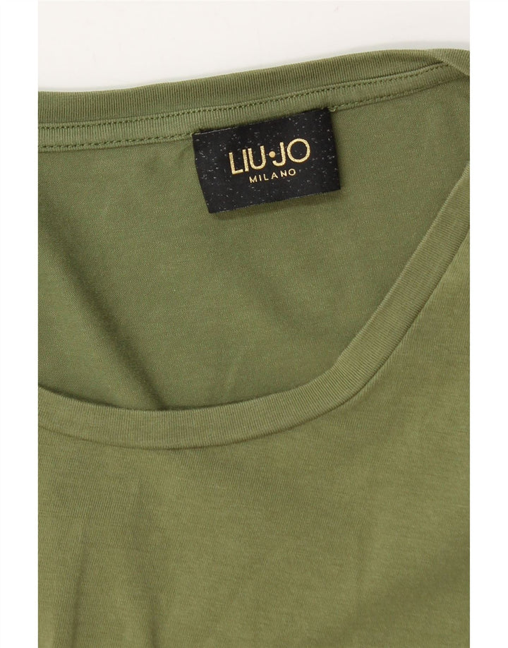 Camiseta feminina LIU JO com estampa gráfica UK 12 verde médio
