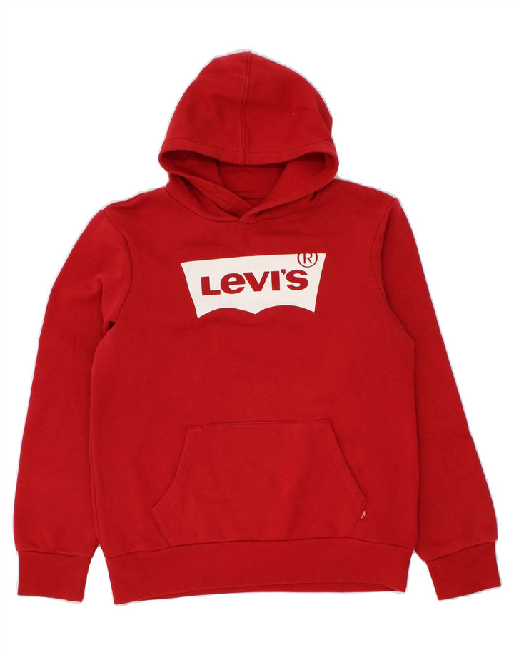 LEVI'S Boys Graphic Hoodie Jumper 13-14 Years Red Cotton Vintage Levi's and Second-Hand Levi's from Messina Hembry 