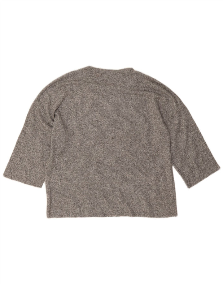 Zara Top feminino oversized manga 3/4 Reino Unido 10 pequeno cinza manchado