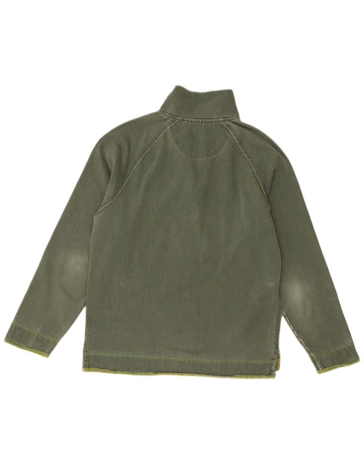 Fat Face Mens Zip Neck Moletom Jumper Pequeno Algodão Verde