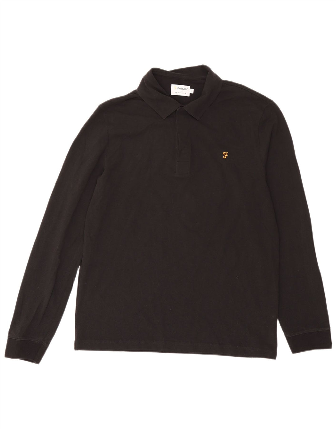 Farah Camisa polo masculina de manga comprida grande algodão preto