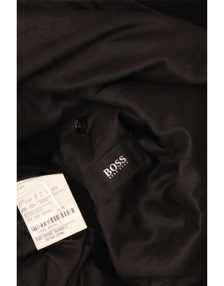 Jaqueta blazer masculina de 3 botões Hugo Boss IT 46 algodão colorblock preto pequeno