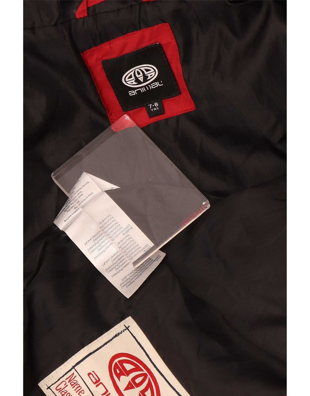 Jaqueta acolchoada com capuz Animal Boys 7-8 anos nylon vermelho