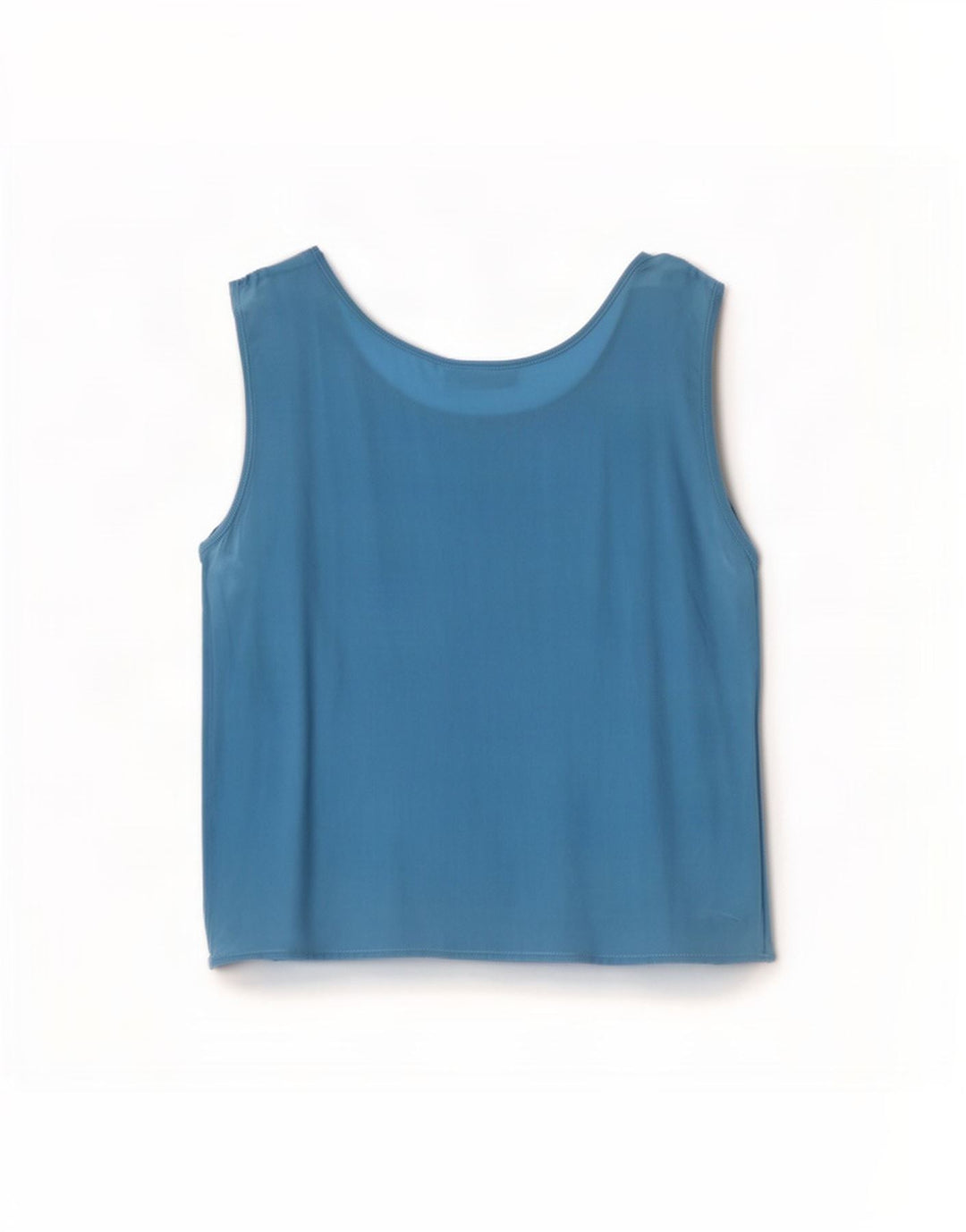 Blusa feminina vintage sem mangas Top IT 44 seda azul médio