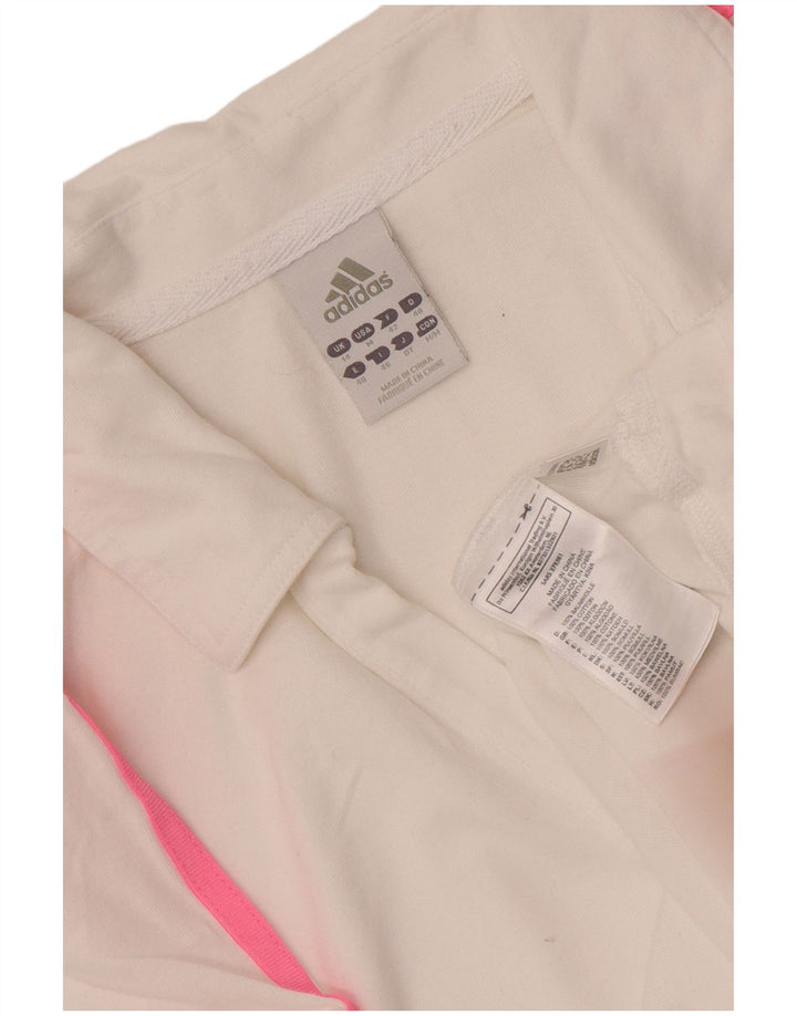 Adidas Womens Graphic Polo Shirt UK 14 Medium White Cotton