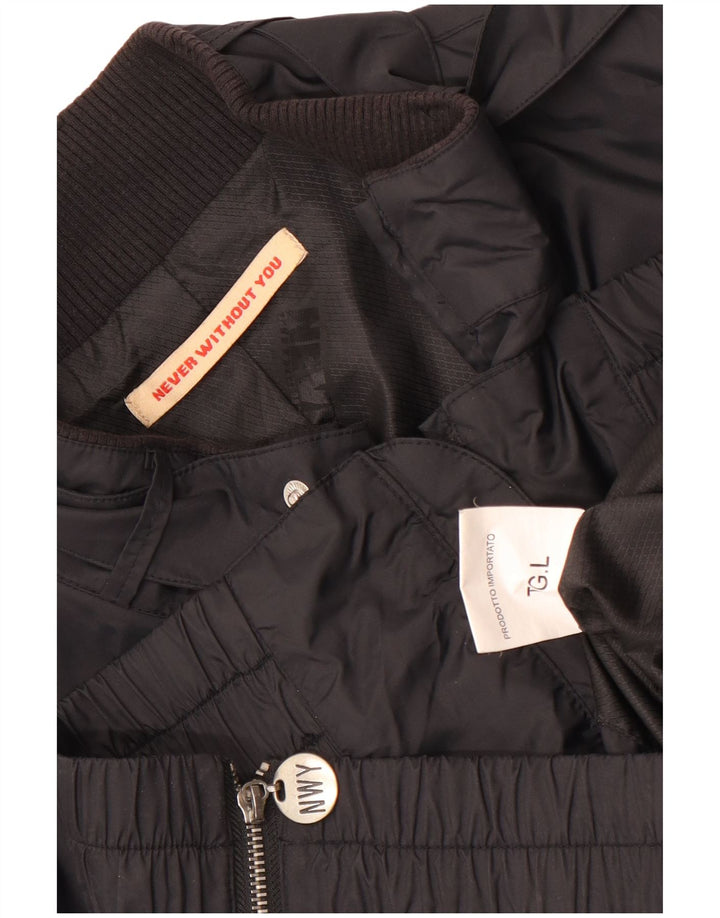 Jaqueta utilitária gráfica masculina vintage UK 40 grande nylon preto