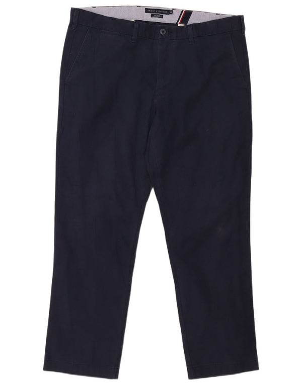 Tommy Hilfiger Mens Custom Fit Chino Calças W38 L30 Azul Marinho Algodão