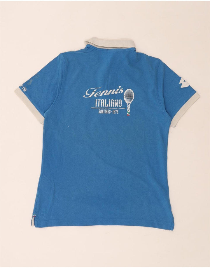 LOTTO Camisa polo feminina Italia gráfica de rugby Reino Unido 14 grande algodão azul