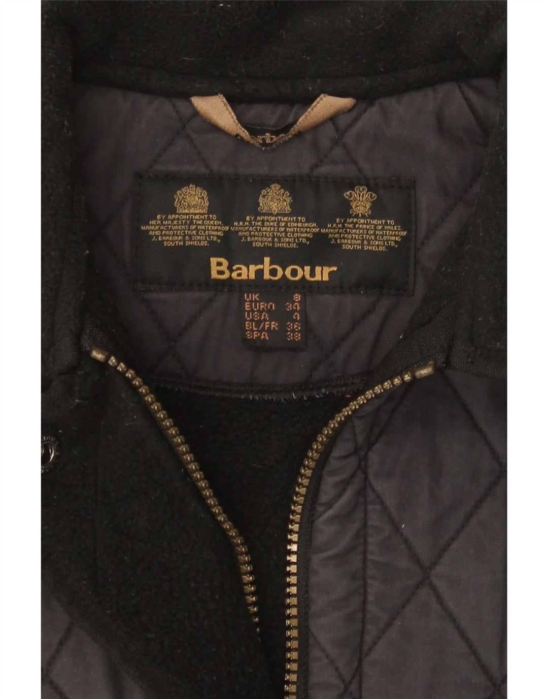 Jaqueta acolchoada feminina Barbour UK 8 pequena azul marinho