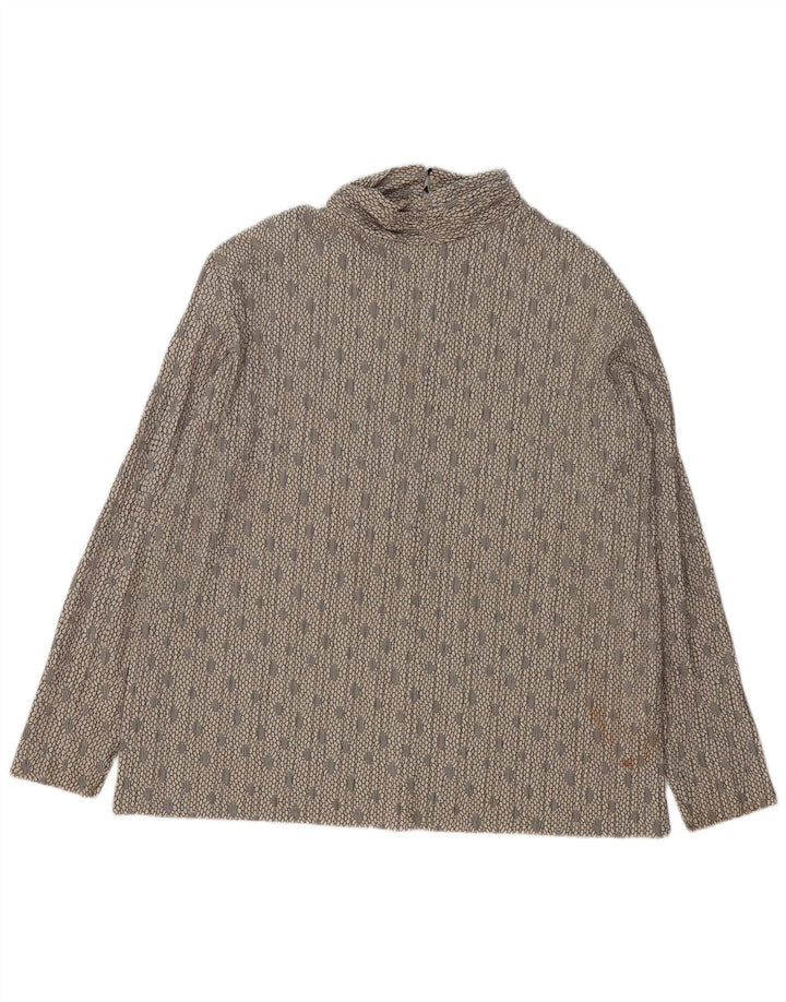 Zara blusa feminina oversized manga comprida top Reino Unido 14 cinza médio geométrico