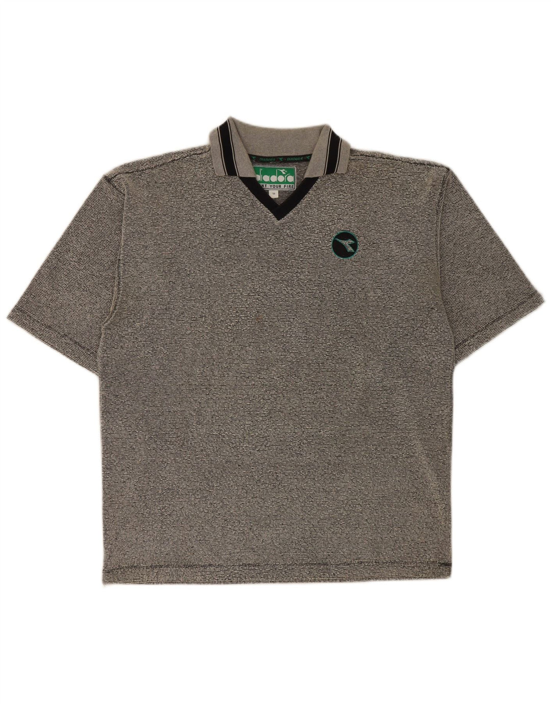 Camisa polo masculina Diadora poliéster listrado cinza médio