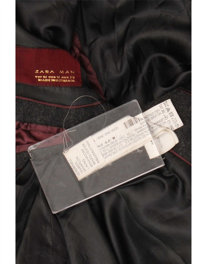 Casaco masculino Zara com peito duplo UK 38 lã cinza médio